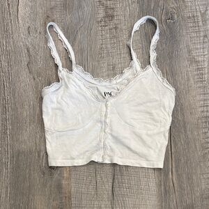 PacSun White Lace Trim Crop Top